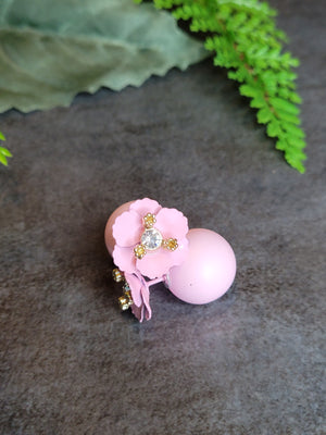 Pink Blossom Double Ball Design Earrings