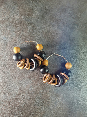 Wooden Round Statement Earrings