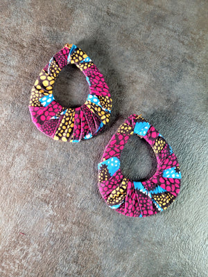 Purple, Blue & Yellow Apara African Cloth Earrings