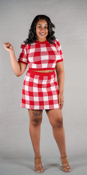 Valley Girl Checkered Skirt Set