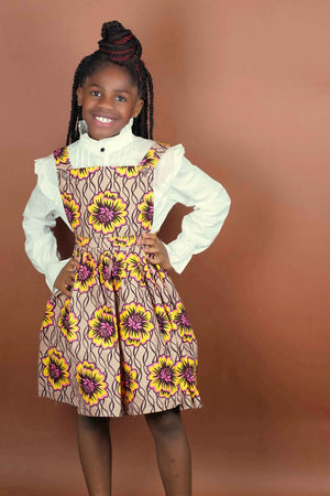 Olabisi Overall Skirt (Kids)   - Okun -Strength- Collection (Yellow, Brown & Pink)