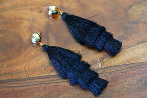 Drip Tier Black Earrings